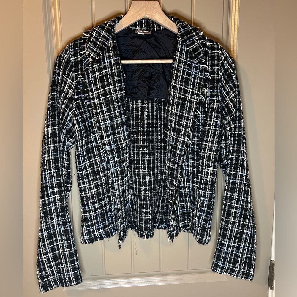 Vintage 90’s Rave Blue/Black Tweed Coat
